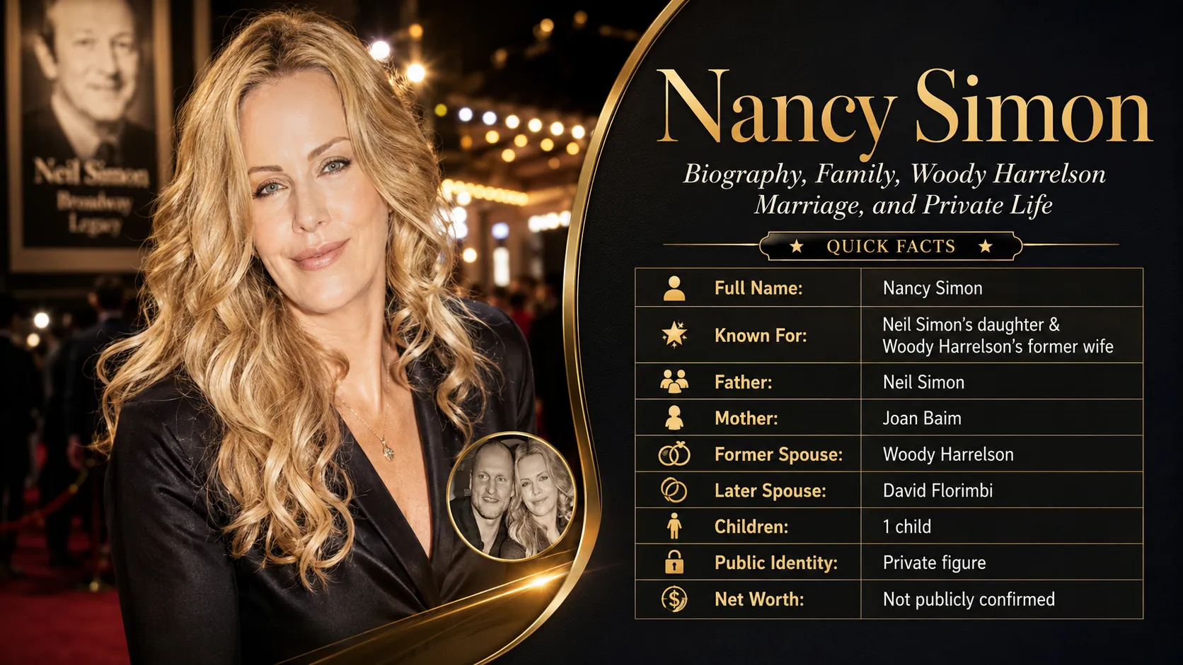 Nancy Simon: Biography, Family, Woody Harrelson Marriage, and Private Life